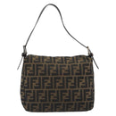 FENDI Zucca Canvas Mamma Baguette Shoulder Bag Brown Black Auth 193052V-2