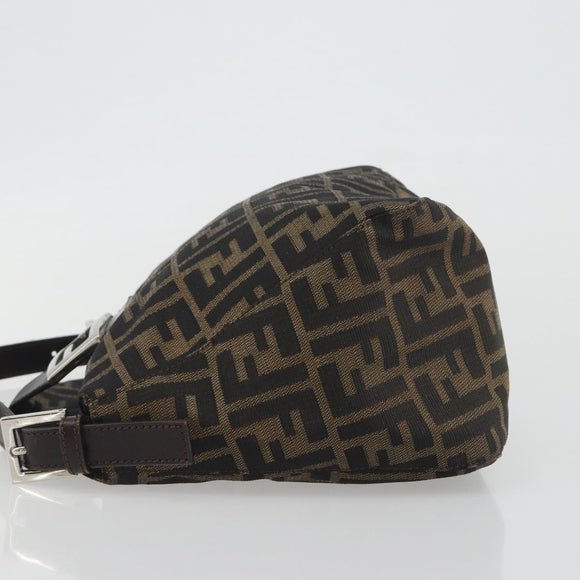 FENDI Zucca Canvas Mamma Baguette Shoulder Bag Brown Black Auth 193052V
