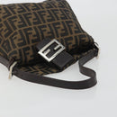 FENDI Zucca Canvas Mamma Baguette Shoulder Bag Brown Black Auth 193052V-7
