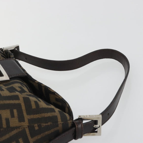 FENDI Zucca Canvas Mamma Baguette Shoulder Bag Brown Black Auth 193052V