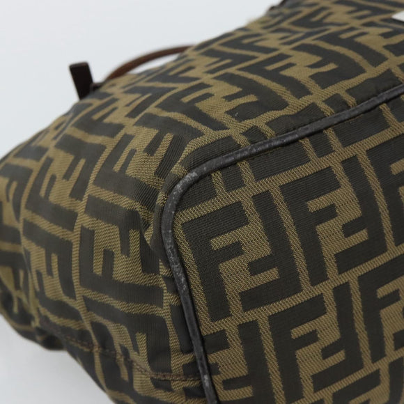 FENDI Zucca Canvas Hand Bag Black Brown Auth 193053