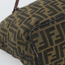 FENDI Zucca Canvas Hand Bag Black Brown Auth 193053-13