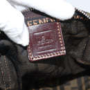 FENDI Zucca Canvas Hand Bag Black Brown Auth 193053-16