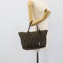 FENDI Zucca Canvas Hand Bag Black Brown Auth 193053-23