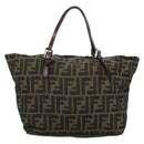 FENDI Zucca Canvas Hand Bag Black Brown Auth 193053-3