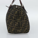 FENDI Zucca Canvas Hand Bag Black Brown Auth 193053-4