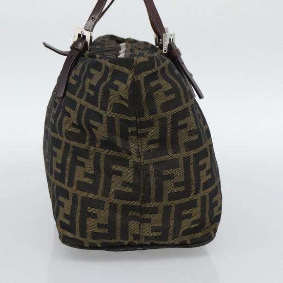 FENDI Zucca Canvas Hand Bag Black Brown Auth 193053