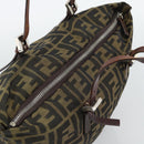 FENDI Zucca Canvas Hand Bag Black Brown Auth 193053-6