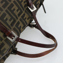 FENDI Zucca Canvas Hand Bag Black Brown Auth 193053-7