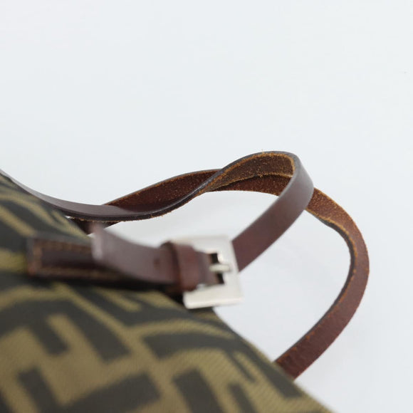 FENDI Zucca Canvas Hand Bag Black Brown Auth 193053