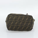 FENDI Zucca Canvas Hand Bag Black Brown Auth 193053-9