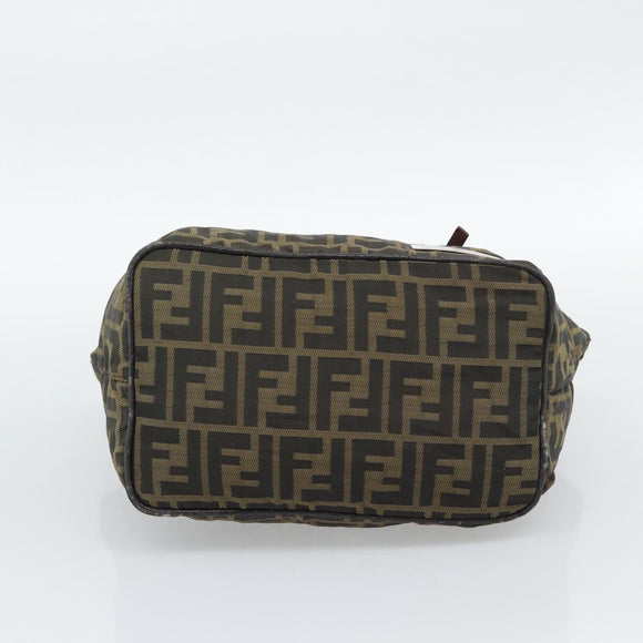 FENDI Zucca Canvas Hand Bag Black Brown Auth 193053