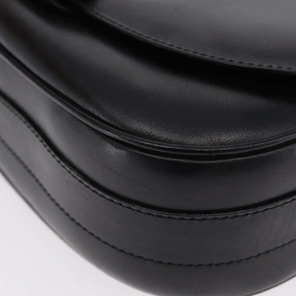 CELINE Shoulder Bag Leather Black Gold Auth 193055