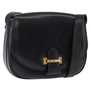 CELINE Shoulder Bag Leather Black Gold Auth 193055-1