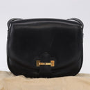 CELINE Shoulder Bag Leather Black Gold Auth 193055-12