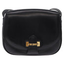 CELINE Shoulder Bag Leather Black Gold Auth 193055-13