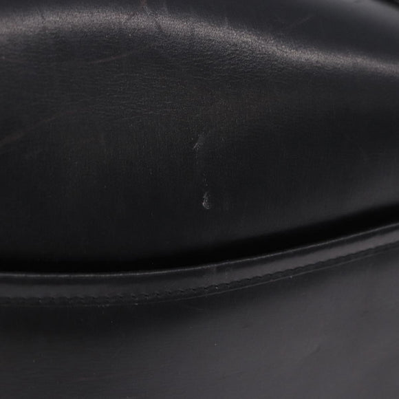 CELINE Shoulder Bag Leather Black Gold Auth 193055