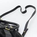 Miu Miu Ribbon Hand Bag Leather 2way Black Gold Auth 193057M-15