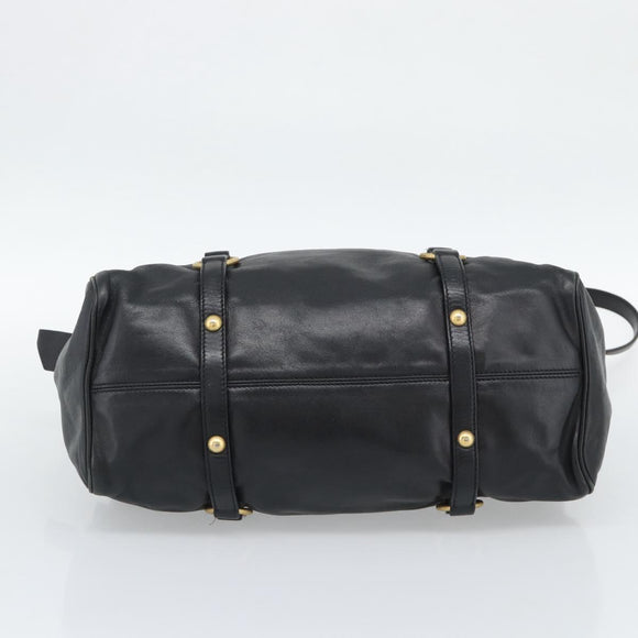 Miu Miu Ribbon Hand Bag Leather 2way Black Gold Auth 193057M