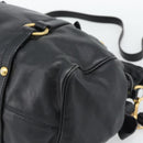 Miu Miu Ribbon Hand Bag Leather 2way Black Gold Auth 193057M-16