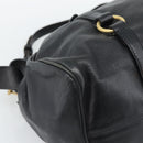 Miu Miu Ribbon Hand Bag Leather 2way Black Gold Auth 193057M-17