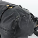 Miu Miu Ribbon Hand Bag Leather 2way Black Gold Auth 193057M-18