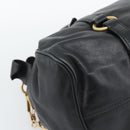 Miu Miu Ribbon Hand Bag Leather 2way Black Gold Auth 193057M-19