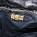Miu Miu Ribbon Hand Bag Leather 2way Black Gold Auth 193057M-21