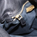 Miu Miu Ribbon Hand Bag Leather 2way Black Gold Auth 193057M-24