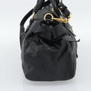 Miu Miu Ribbon Hand Bag Leather 2way Black Gold Auth 193057M-3