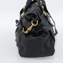 Miu Miu Ribbon Hand Bag Leather 2way Black Gold Auth 193057M-4