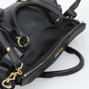 Miu Miu Ribbon Hand Bag Leather 2way Black Gold Auth 193057M-6