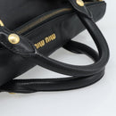 Miu Miu Ribbon Hand Bag Leather 2way Black Gold Auth 193057M-7