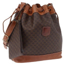CELINE Macadam Canvas Shoulder Bag PVC Leather Brown Gold Auth 193065-1