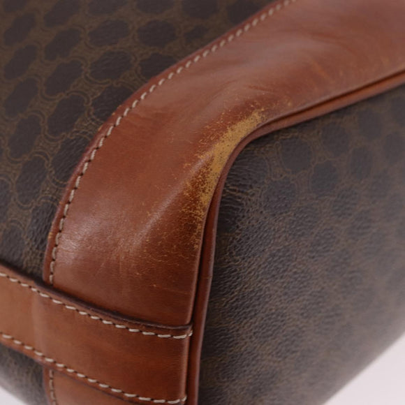 CELINE Macadam Canvas Shoulder Bag PVC Leather Brown Gold Auth 193065