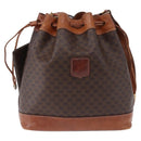 CELINE Macadam Canvas Shoulder Bag PVC Leather Brown Gold Auth 193065-2