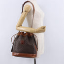 CELINE Macadam Canvas Shoulder Bag PVC Leather Brown Gold Auth 193065-25