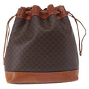 CELINE Macadam Canvas Shoulder Bag PVC Leather Brown Gold Auth 193065-3