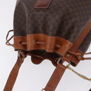 CELINE Macadam Canvas Shoulder Bag PVC Leather Brown Gold Auth 193065-6
