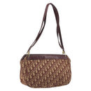 Christian Dior Trotter Canvas Shoulder Bag Red Gold Auth 193066-1