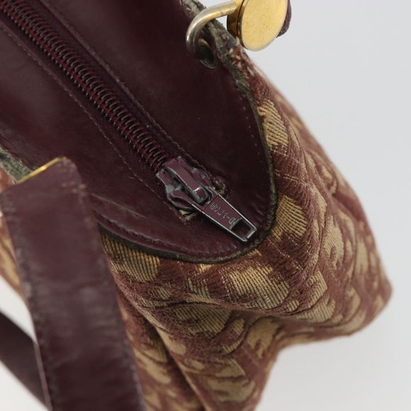 Christian Dior Trotter Canvas Shoulder Bag Red Gold Auth 193066