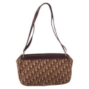 Christian Dior Trotter Canvas Shoulder Bag Red Gold Auth 193066-2