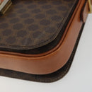 CELINE Macadam Canvas Horse Carriage Bag PVC Leather Brown Gold Auth 193067-10