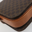 CELINE Macadam Canvas Horse Carriage Bag PVC Leather Brown Gold Auth 193067-13