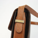 CELINE Macadam Canvas Horse Carriage Bag PVC Leather Brown Gold Auth 193067-14