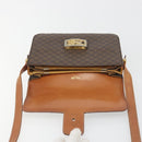 CELINE Macadam Canvas Horse Carriage Bag PVC Leather Brown Gold Auth 193067-16