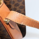 CELINE Macadam Canvas Horse Carriage Bag PVC Leather Brown Gold Auth 193067-26
