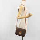 CELINE Macadam Canvas Horse Carriage Bag PVC Leather Brown Gold Auth 193067-27