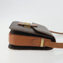 CELINE Macadam Canvas Horse Carriage Bag PVC Leather Brown Gold Auth 193067-4