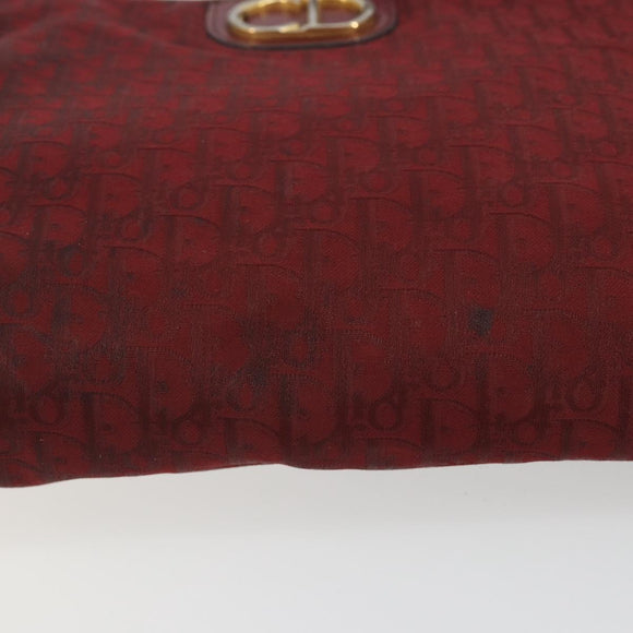 Christian Dior Trotter Canvas Shoulder Bag Red Gold Auth 193068